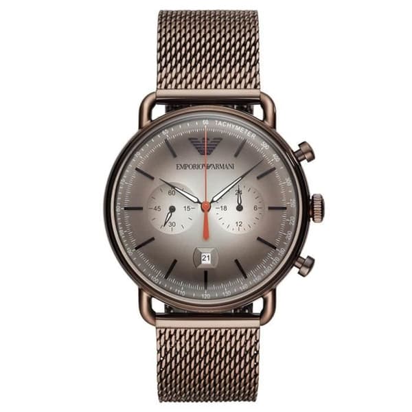 EMPORIO ARMANI Herrklocka - Brunt stål - Kvarts - Mineralglas - Analog