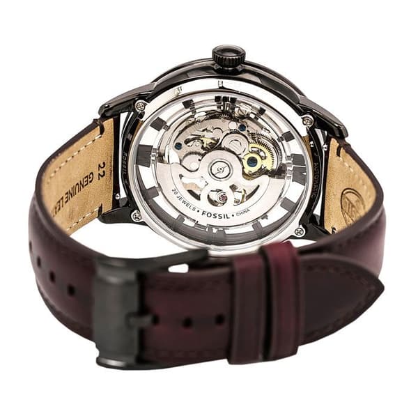 Herrklocka - FOSSIL - TOWNSMAN ME3098 - Automatisk - Läder - Svart/Röd