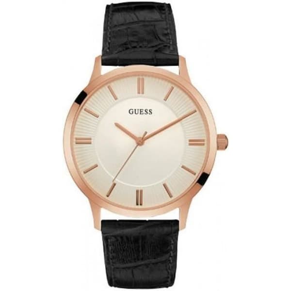 Klocka - Guess - Escrow - Roséguld - Svart läder - Vattentålighet 30m