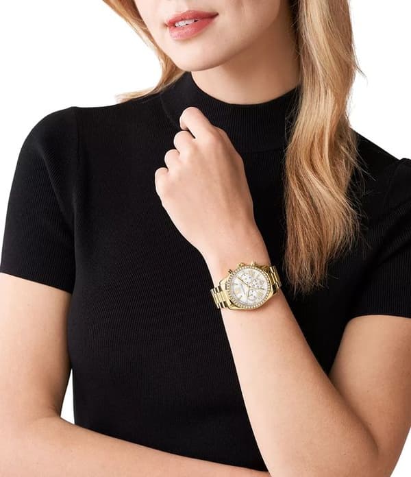 Kronografklocka - Michael Kors - Lexington - Rostfritt stål - Guld - 38 mm