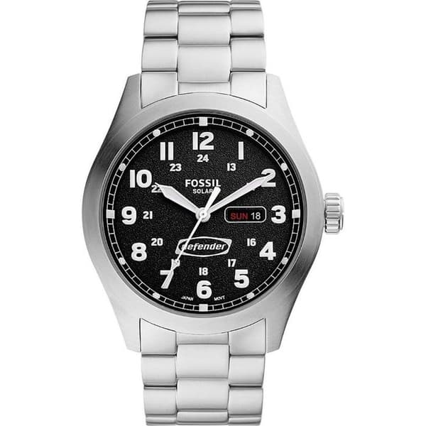 Fossil herrklocka FS5976 - Silver Rostfritt stål - 46mm - Svart - Stålarmband - Vattentålig till 10 bar