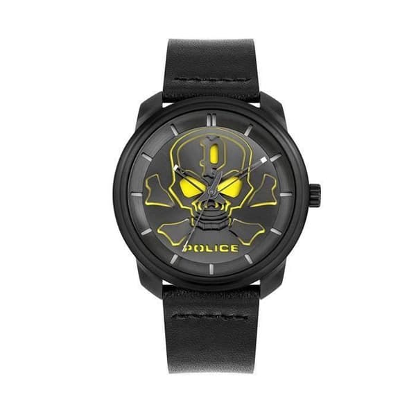 Analog Quartz Watch - Police - PL15714JSB.02 - Svart läder - Herr - Mineralglas