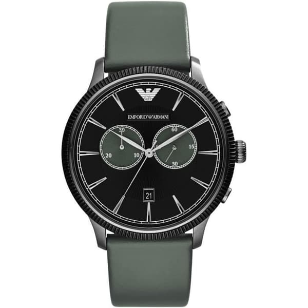 Herrklocka - ARMANI - ALPHA AR1794 - Kvarts - Analog - Silvergrått svart läder