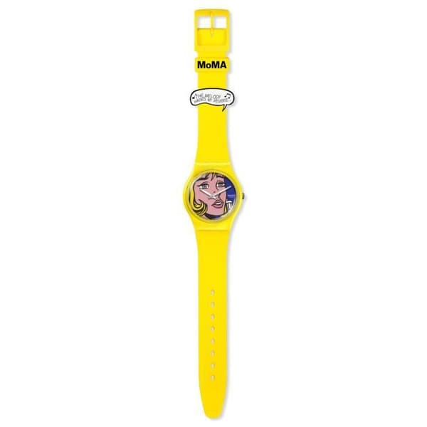 Klocka - SWATCH - Konstresa 2023 - Gul silikonarmband - Flerfärgad urtavla - Trendig stil