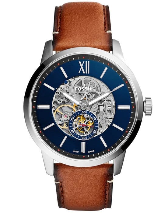 Automatisk klocka - Fossil - Townsman - 48mm - Brunt läder - Herr