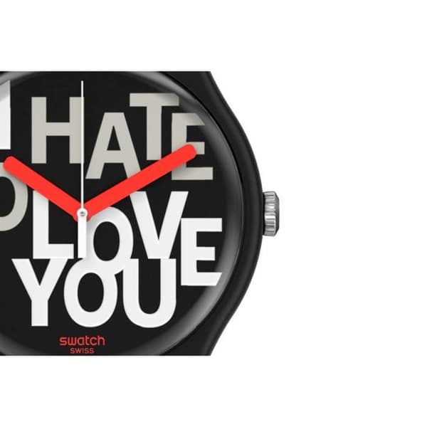 Klocka - SWATCH - HATE 2 LOVE - 41mm - Svart - Kvarts - Unisex