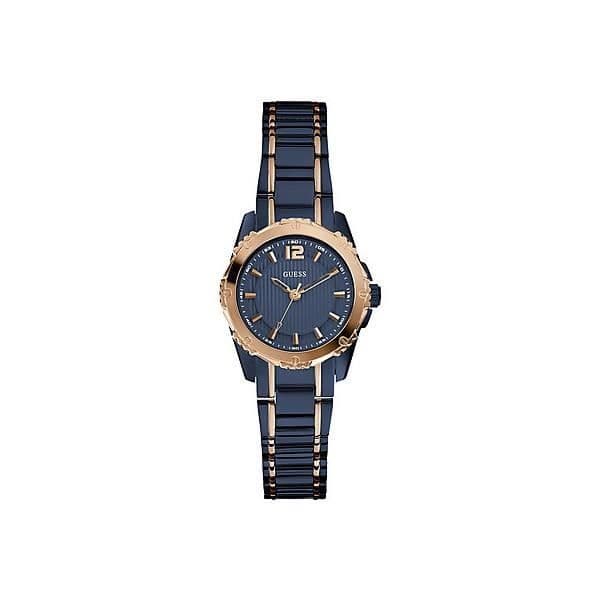 Klocka - Guess - W0234L4 - 30 mm boett - Armband i polerat stål - Blåguld urtavla