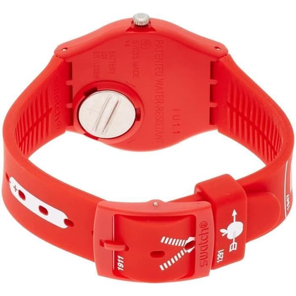 SWATCH SCHWIIZITUDE UNISEX 34MM SILIKONREM RÖD QUARTZ WATCH GR168