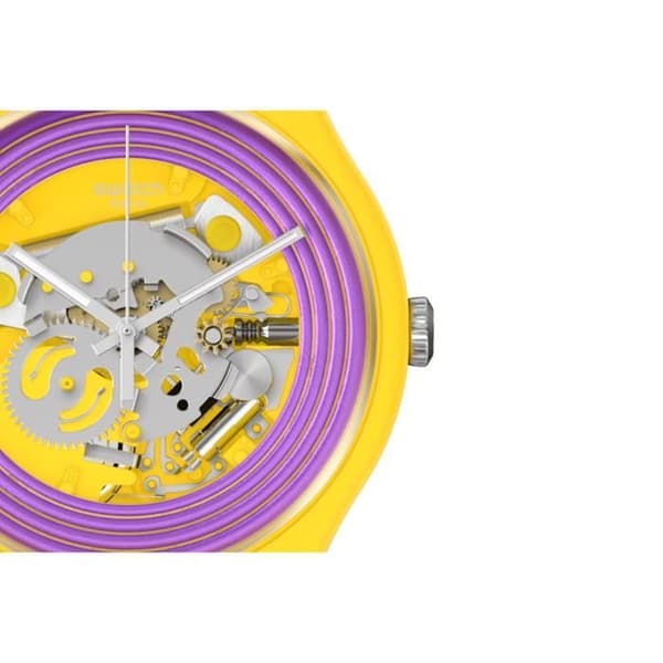 Klocka - SWATCH - LILA RINGAR GUL - 41mm - Silikon - Vattentålighet 3 ATM