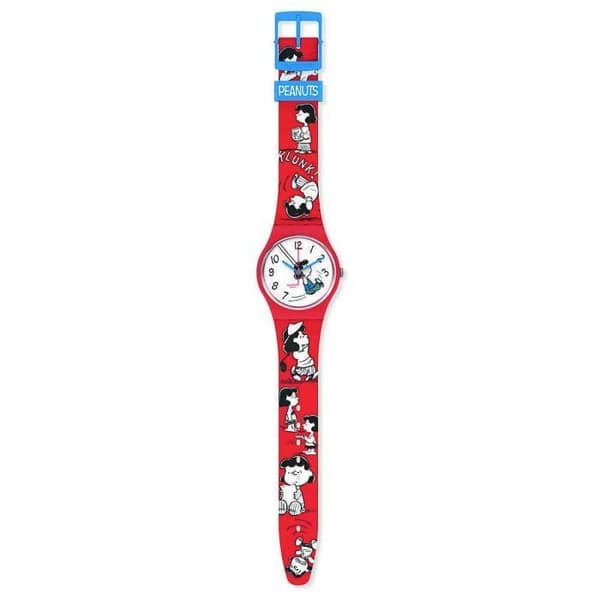 Silikon-/plastrem för kvinnor - SWATCH - Swatch Klunk Peanuts Damklocka - Materialfärg: Röd