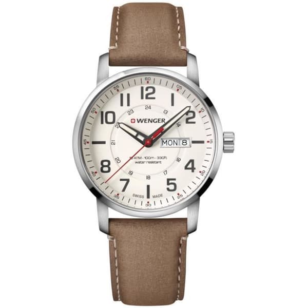 Klocka - WENGER - ATTITUDE DAY&amp;DATE 01.1541.103 - Quartz - Läder - Classic