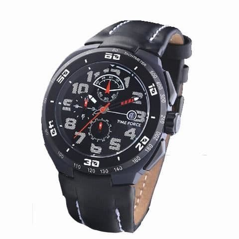 Klocka - Time Force - TF3126M14 - Kvarts - Analog - Svart Läderskuvledning
