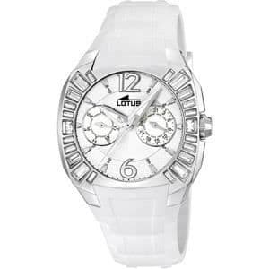 Damklocka - L15751-1 - Kvarts - Vit - Sport - Rund - Gummi