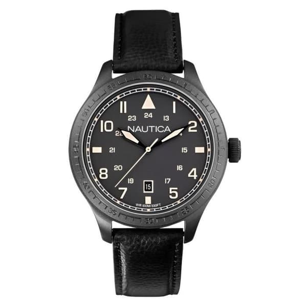 Klocka - Nautica - A11107G - Kvarts - Analog - Svart Läder - Herr