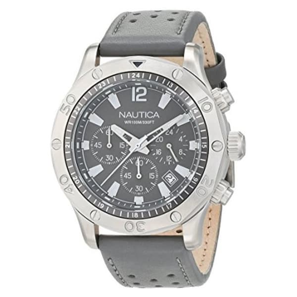 Klocka - NAUTICA - NST 21 NAD16546G - Kvarts - Chronograph - Grå läder