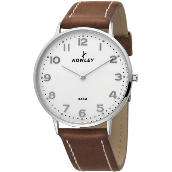 Klocka - Nowley - 8-5608-0-1 - Kvarts - Analog - Vitt läder