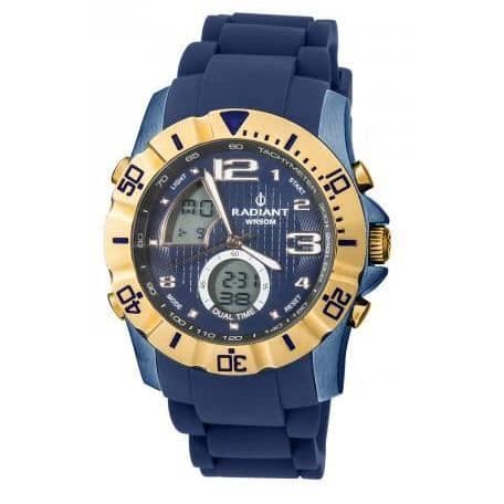 Klocka - RADIANT - NY UTRUSTNING RA337603 - Chronograf - Alarm - Blå Guld Silikon