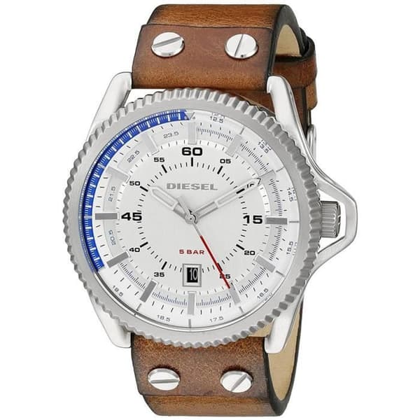 Klocka - DIESEL - DZ1715 - 46mm - Läderarmband - Fodral i rostfritt stål