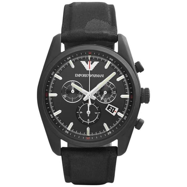 Herrklocka - ARMANI - NEW TAZIO AR6051 - Kvarts - Analog - Svart - Läder/Nylon