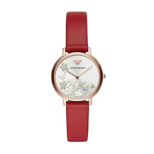 Klocka - Emporio Armani - AR11114 - Rött läder - 32mm - Analog Quartz
