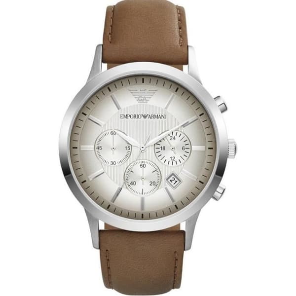 Klocka - Emporio Armani - AR2471 - Brunt läder - Kvarts - Analog