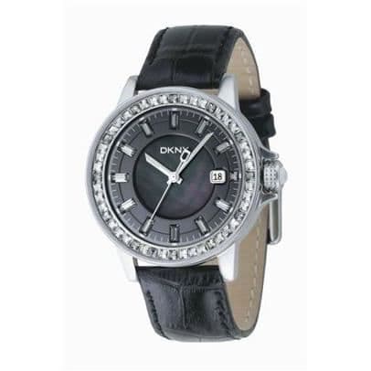 Damklocka - DKNY - STREET SMART NY4291 - Kvarts - Analog - Svart läder