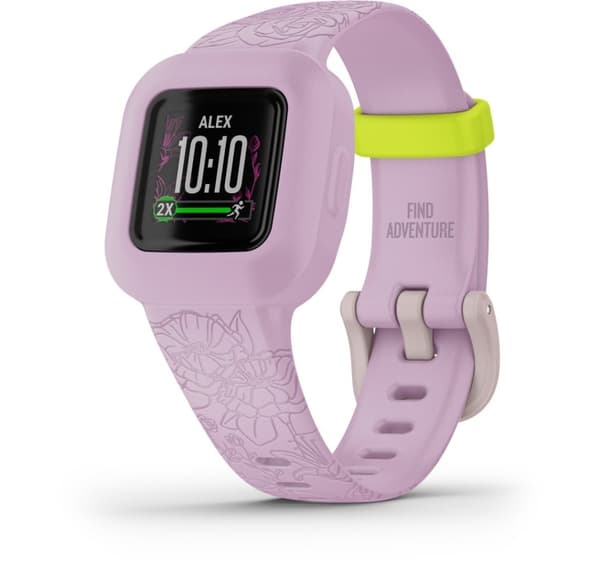 Garmin aktivitetsmåler til børn Vivofit Jr.3, lilla blomster Lyserød