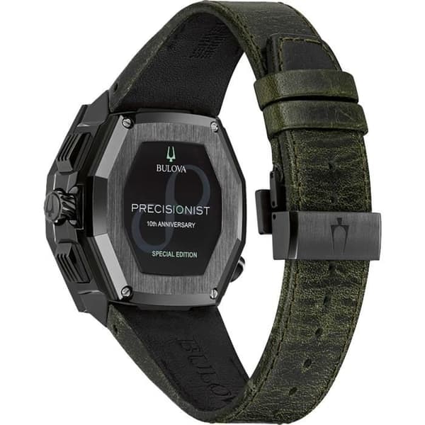 BULOVA - Herrklocka - Kvarts - Kronograf - Grönt läderband - 98B355