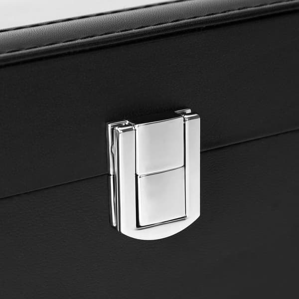 Rootz Watch Box - Med lock och lås av glas - Klockorganisator med glastop - Vitrine för 6 klockor - MDF - Sammet - PU - Glas - Svart-grå - 30 x 11,2 x