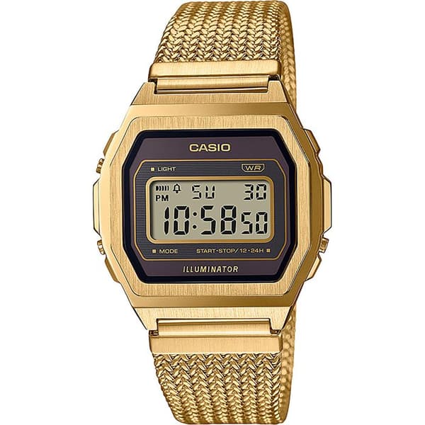 Casio A1000MGA-5EF Damklocka - Kvarts - Digital - Guld armband i rostfritt stål