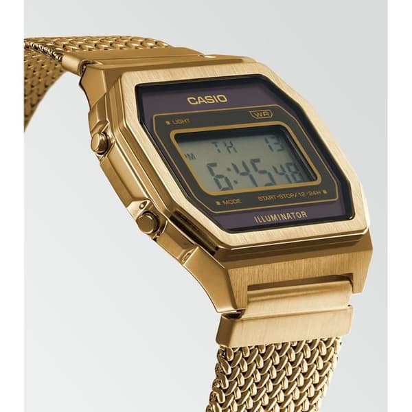 Casio A1000MGA-5EF Damklocka - Kvarts - Digital - Guld armband i rostfritt stål