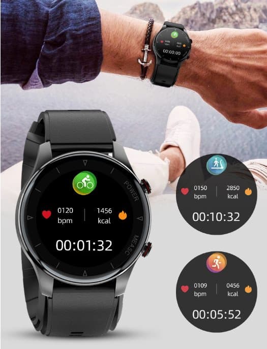 INF Smartwatch med blodiltnings- og blodtryksmåler Sort
