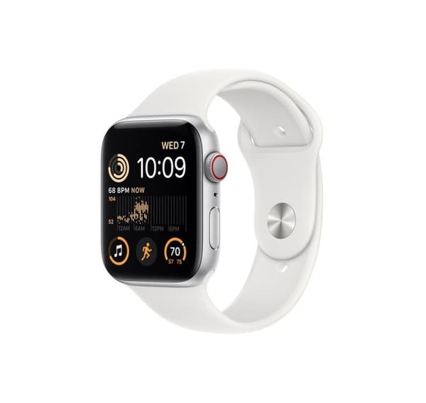 Apple Watch SE 2 GPS + Cellular 44mm Sport Band, hopea/valkoinen (MNQ23EL/A)
