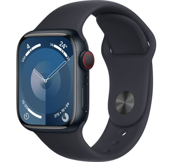 Apple Watch 9 GPS + Cellular 41mm Sport Band M/L, keskiyö (MRHT3ET/A)