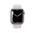 Pikkukuva 2 / 2: Apple Watch 7 GPS + Cellular 45mm ruostumattomasta teräksestä valmistettu urheiluranneke, hopea/tähtivalo (MKJV3UL/A)