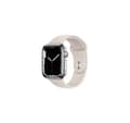 Pikkukuva 1 / 2: Apple Watch 7 GPS + Cellular 45mm ruostumattomasta teräksestä valmistettu urheiluranneke, hopea/tähtivalo (MKJV3UL/A)
