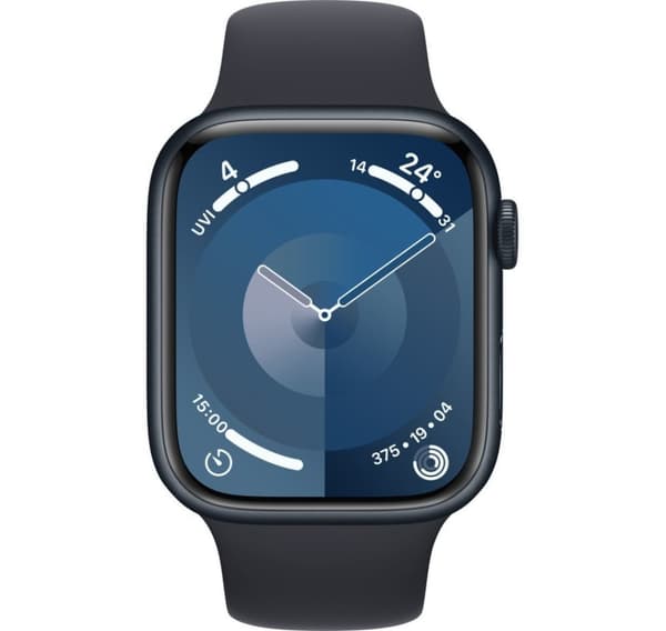 Apple Watch 9 GPS + Cellular 45 mm Sport Band M/L, midnatt (MRMD3ET/A)