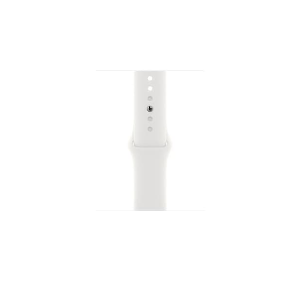 Apple Watch 8 GPS + Cellular 41 mm sportband i rostfritt stål, silver/vit (MNJ53EL/A)