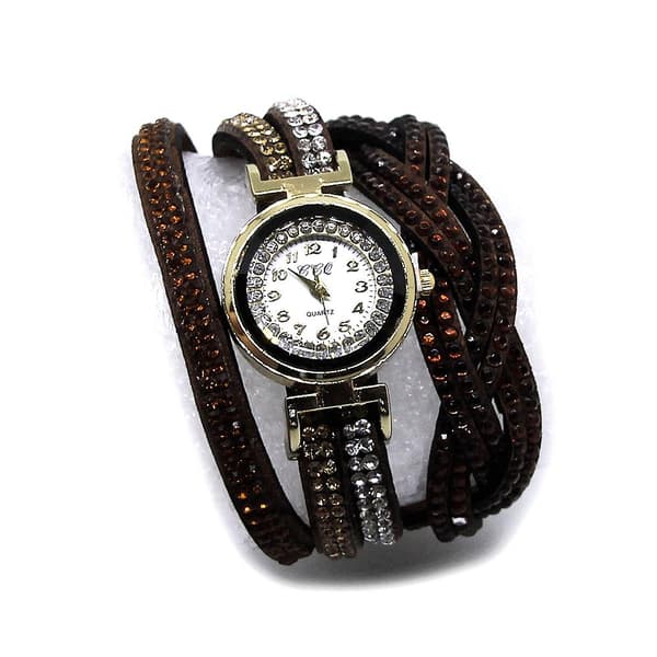 Glittrig damklocka med virat armband v2 - Olika färger Brun