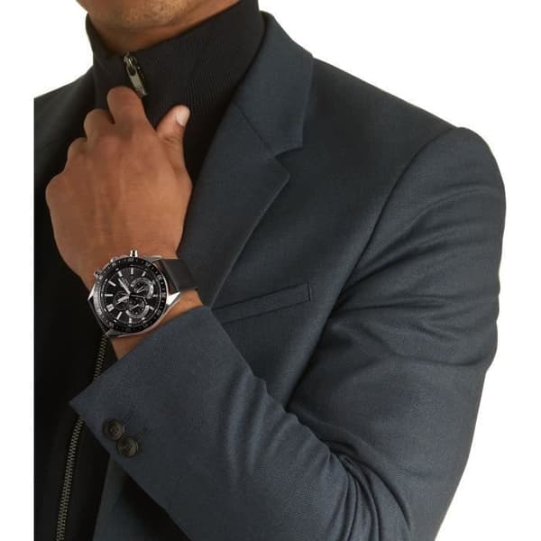 CASIO - Klocka i äkta läder - EDIFICE - Svart