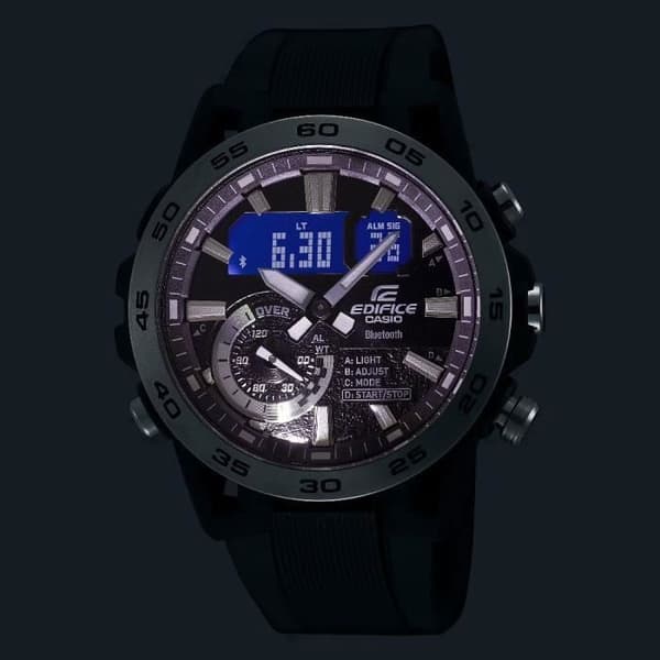 Casio Watch - Herr - ECB-40P-1AEF - Svart plast - 10 Atm - Kvarts - Dubbel display