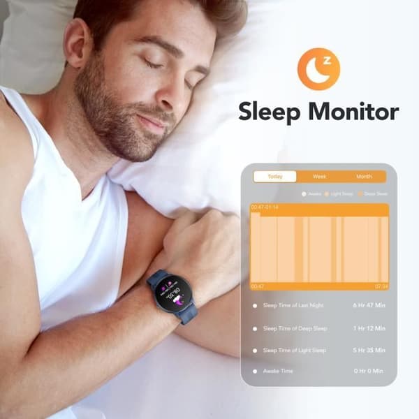 AGPTEK Smartwatch Herr, Bluetooth 5.0 Sport Connected Watch IP68 Vattentät Smart Armband Fitness Tracker