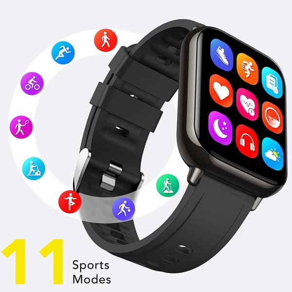 AGPTEK 1,69 tums ansluten klocka för män, Bluetooth 5.0 Sport Smartwatch med puls, stegräknare, oximeter, sömn