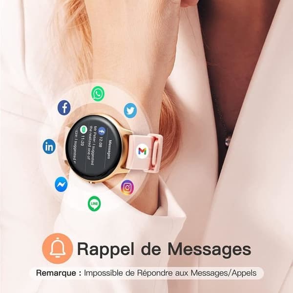 AGPTEK Smart klocka för kvinnor, vattentät Bluetooth Smart Watch 5ATM aktivitetsmätare med hjärtfrekvens Sleep-Rose Gold