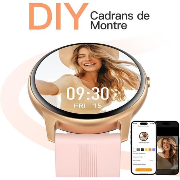 AGPTEK Smart klocka för kvinnor, vattentät Bluetooth Smart Watch 5ATM aktivitetsmätare med hjärtfrekvens Sleep-Rose Gold