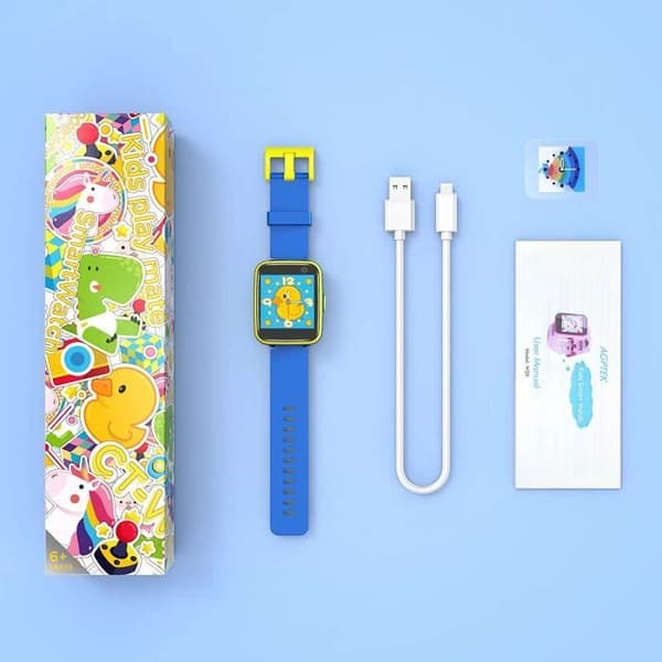 Barns smartklocka Pojkansluten klocka med kamera 1,54" pekskärm Vattentät musik/Micro SIM-telefon/5 spel/SOS