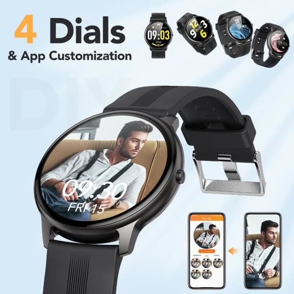 AGPTEK Smart Watch för män, Smartwatch Bluetooth 5.0 Sport Vattentätt IP68 Fitness Connected Armband för iOS och Android-svart