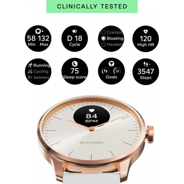 Withings Scanwatch Light -smartklocka, 37 mm, vit / roséguld