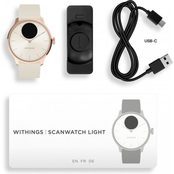 Withings Scanwatch Light -smartklocka, 37 mm, vit / roséguld