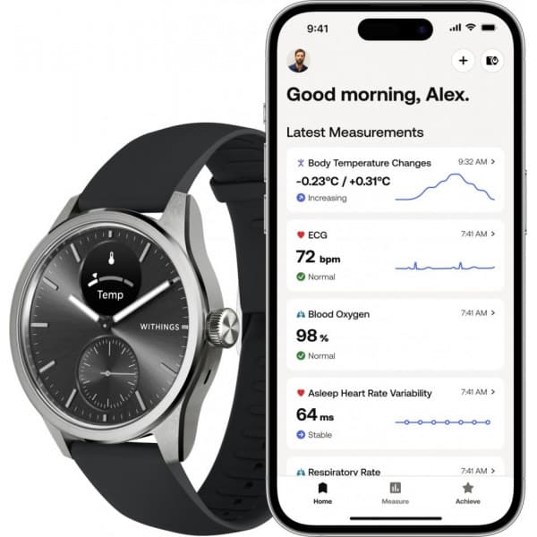 Withings Scanwatch 2 -älykello, 42 mm, musta